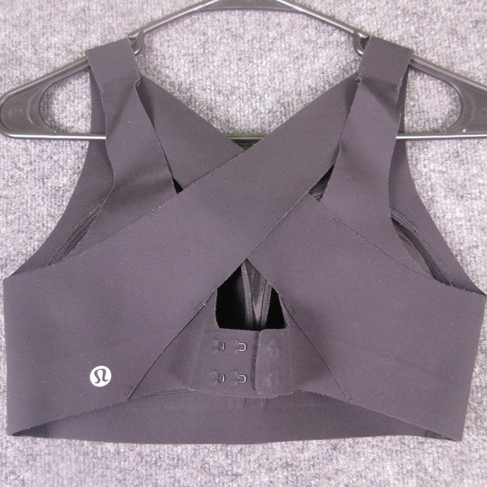 Lululemon Sports Bra Womens 34D Black Support Crossback Hook Eye Yoga Stretch - Picture 2 of 6